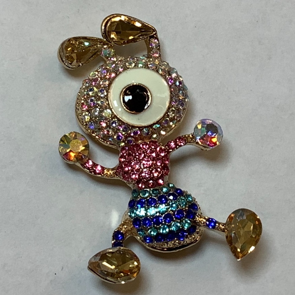 Pink and Blue Rhinestone Cartoon looking Ant Brooch/Pendant - Picture 4 of 7